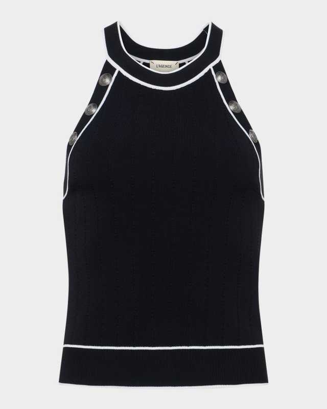 Rosemary High-Neck Button Tank Top